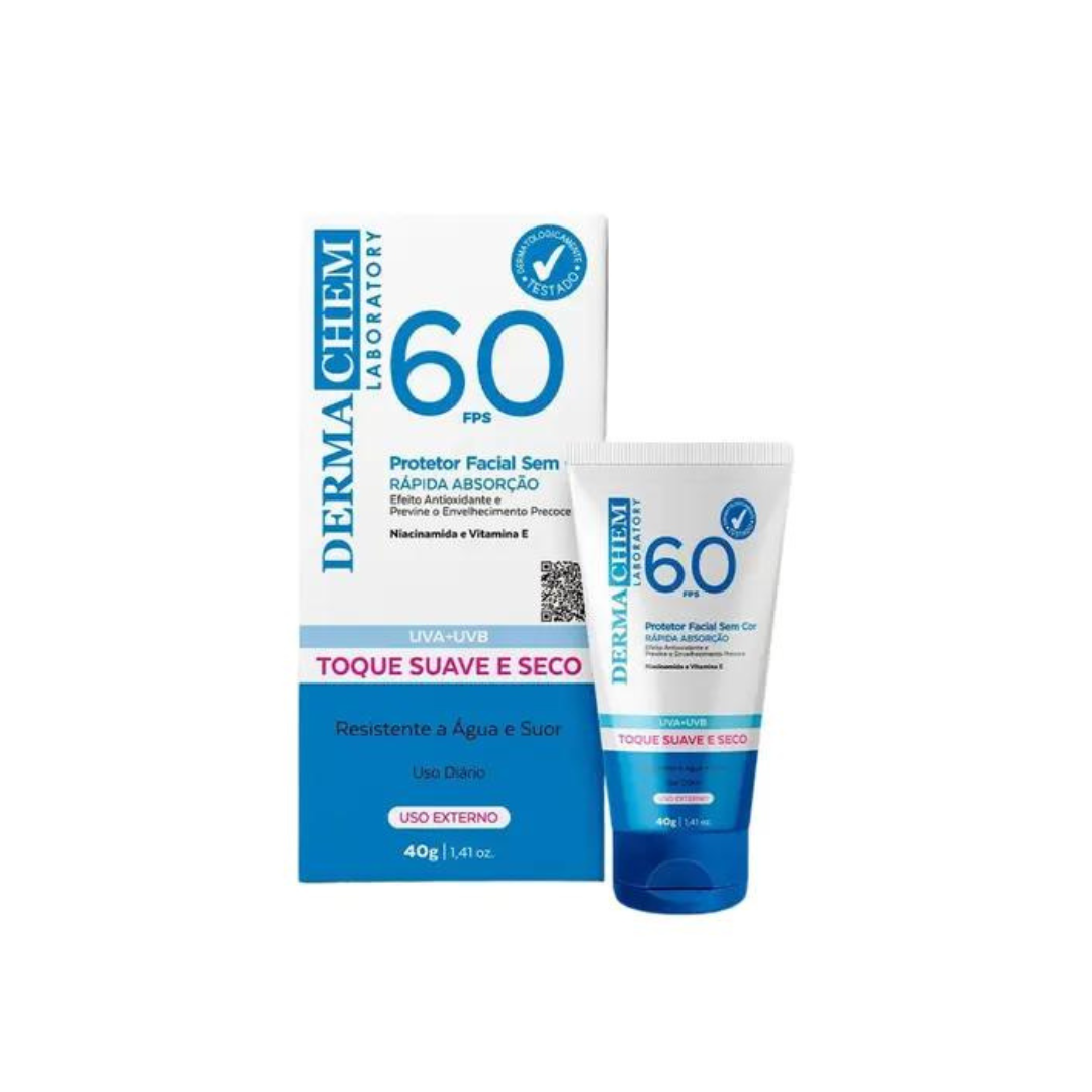 Protetor Solar Facial  FPS 60 - Sem Cor Dermachem 40G